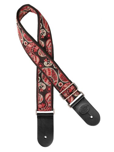 GST-188-14 Gaucho Traditional Series guitar strap, 2 jacquard weave, leather slips, multi colors