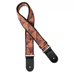   GST-188-18 Gaucho Traditional Series guitar strap, 2 jacquard weave, leather slips, multi colors