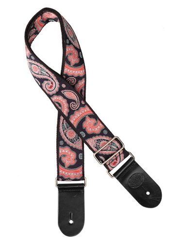 GST-188-22 Gaucho Traditional Series guitar strap, 2 jacquard weave, leather slips, multi colors