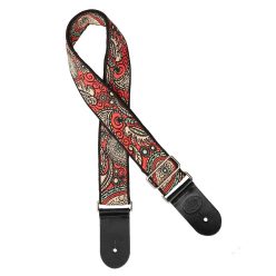   GST-188-23 Gaucho Traditional Series guitar strap, 2 jacquard weave, leather slips, multi colors