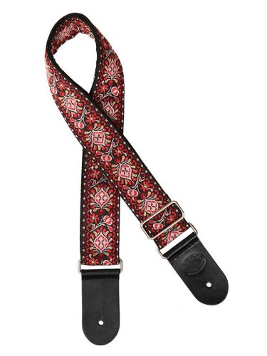 GST-189-01 Gaucho Traditional Series guitar strap, 2 jacquard weave, leather slips, multi colors