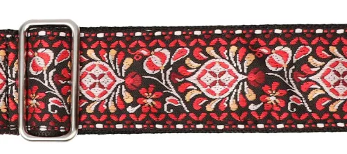 GST-189-01 Gaucho Traditional Series guitar strap, 2 jacquard weave, leather slips, multi colors