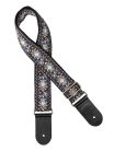 GST-189-02 Gaucho Traditional Series guitar strap, 2 jacquard weave, leather slips, multi colors