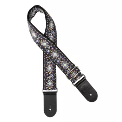   GST-189-02 Gaucho Traditional Series guitar strap, 2 jacquard weave, leather slips, multi colors
