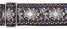 GST-189-02 Gaucho Traditional Series guitar strap, 2 jacquard weave, leather slips, multi colors