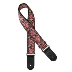   GST-189-06 Gaucho Traditional Series guitar strap, 2 jacquard weave, leather slips, multi colors