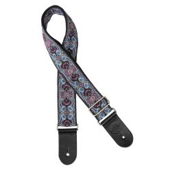   GST-190-01 Gaucho Traditional Series guitar strap, 2 jacquard weave, leather slips, multi colors