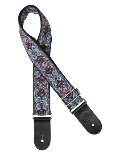 GST-190-01 Gaucho Traditional Series guitar strap, 2 jacquard weave, leather slips, multi colors