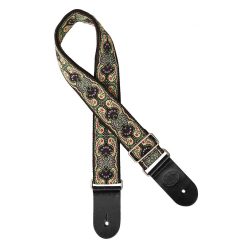   GST-190-02 Gaucho Traditional Series guitar strap, 2 jacquard weave, leather slips, multi colors