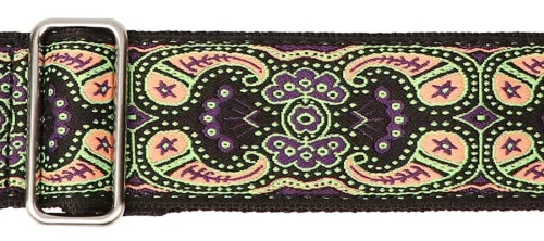 GST-190-02 Gaucho Traditional Series guitar strap, 2 jacquard weave, leather slips, multi colors