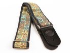 GST-190-04 Gaucho Traditional Series guitar strap, 2 jacquard weave, leather slips, multi colors