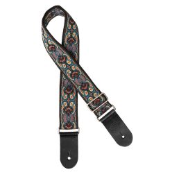   GST-190-05 Gaucho Traditional Series guitar strap, 2 jacquard weave, leather slips, multi colors