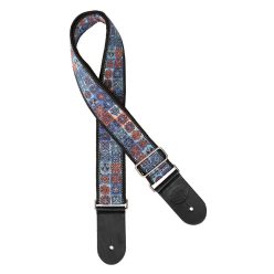   GST-190-06 Gaucho Traditional Series guitar strap, 2 jacquard weave, leather slips, multi colors