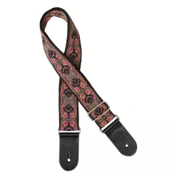   GST-190-07 Gaucho Traditional Series guitar strap, 2 jacquard weave, leather slips, multi colors