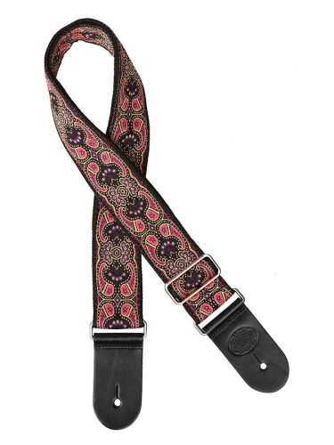 GST-190-07 Gaucho Traditional Series guitar strap, 2 jacquard weave, leather slips, multi colors