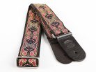 GST-190-07 Gaucho Traditional Series guitar strap, 2 jacquard weave, leather slips, multi colors