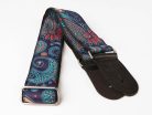 GST-191-02 Gaucho Traditional Series guitar strap, 2 jacquard weave, leather slips, multi colors