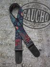 GST-191-02 Gaucho Traditional Series guitar strap, 2 jacquard weave, leather slips, multi colors