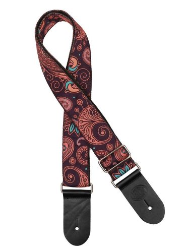 GST-191-03 Gaucho Traditional Series guitar strap, 2 jacquard weave, leather slips, multi colors