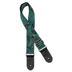   GST-191-04 Gaucho Traditional Series guitar strap, 2 jacquard weave, leather slips, multi colors