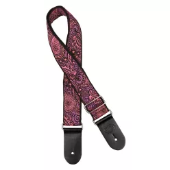   GST-191-05 Gaucho Traditional Series guitar strap, 2 jacquard weave, leather slips, multi colors