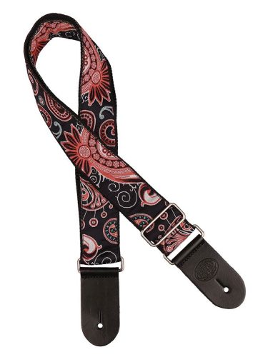 GST-191-06 Gaucho Traditional Series guitar strap, 2 jacquard weave, leather slips, multi colors