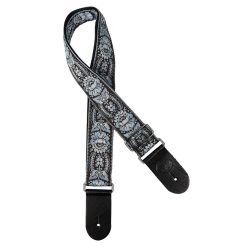   GST-192-01 Gaucho Traditional Series guitar strap, 2 jacquard weave, leather slips, multi colors