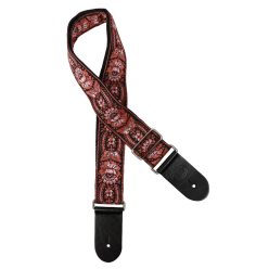   GST-192-03 Gaucho Traditional Series guitar strap, 2 jacquard weave, leather slips, multi colors