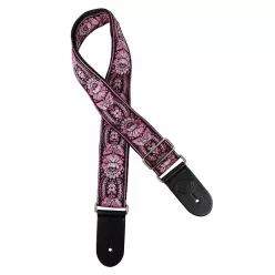   GST-192-06 Gaucho Traditional Series guitar strap, 2 jacquard weave, leather slips, multi colors