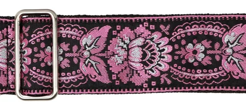 GST-192-06 Gaucho Traditional Series guitar strap, 2 jacquard weave, leather slips, multi colors