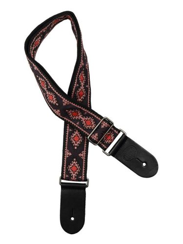 GST-193-01 Gaucho Traditional Series guitar strap, 2 jacquard weave, leather slips, multi colors