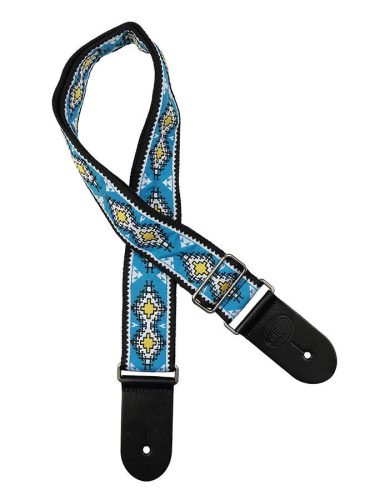 GST-193-02 Gaucho Traditional Series guitar strap, 2 jacquard weave, leather slips, multi colors