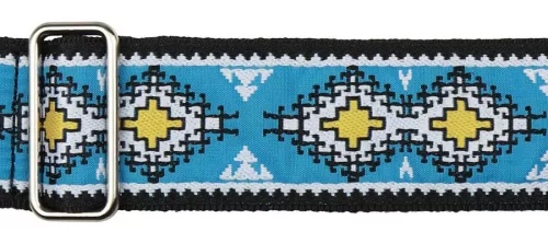 GST-193-02 Gaucho Traditional Series guitar strap, 2 jacquard weave, leather slips, multi colors