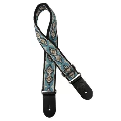   GST-193-03 Gaucho Traditional Series guitar strap, 2 jacquard weave, leather slips, multi colors