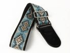 GST-193-03 Gaucho Traditional Series guitar strap, 2 jacquard weave, leather slips, multi colors