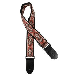   GST-193-04 Gaucho Traditional Series guitar strap, 2 jacquard weave, leather slips, multi colors