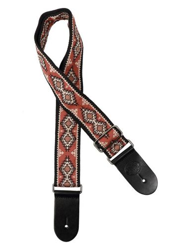 GST-193-04 Gaucho Traditional Series guitar strap, 2 jacquard weave, leather slips, multi colors