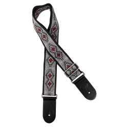   GST-193-05 Gaucho Traditional Series guitar strap, 2 jacquard weave, leather slips, multi colors