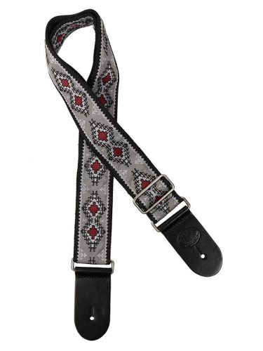 GST-193-05 Gaucho Traditional Series guitar strap, 2 jacquard weave, leather slips, multi colors