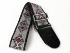 GST-193-05 Gaucho Traditional Series guitar strap, 2 jacquard weave, leather slips, multi colors