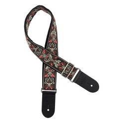   GST-194-02 Gaucho Traditional Series guitar strap, 2 jacquard weave, leather slips, multi colors