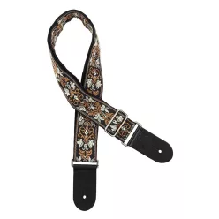   GST-194-03 Gaucho Traditional Series guitar strap, 2 jacquard weave, leather slips, multi colors