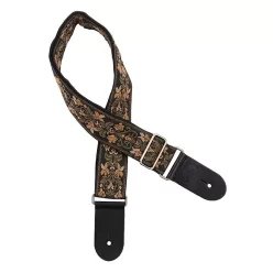   GST-194-04 Gaucho Traditional Series guitar strap, 2 jacquard weave, leather slips, multi colors