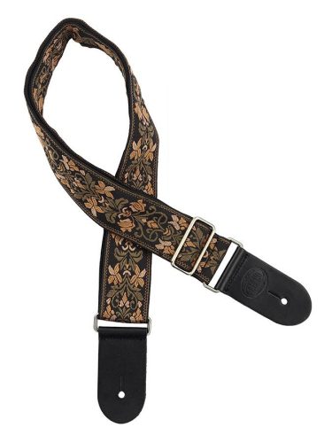 GST-194-04 Gaucho Traditional Series guitar strap, 2 jacquard weave, leather slips, multi colors