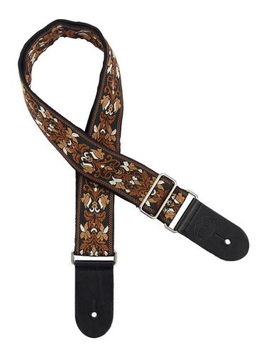 GST-194-06 Gaucho Traditional Series guitar strap, 2 jacquard weave, leather slips, multi colors