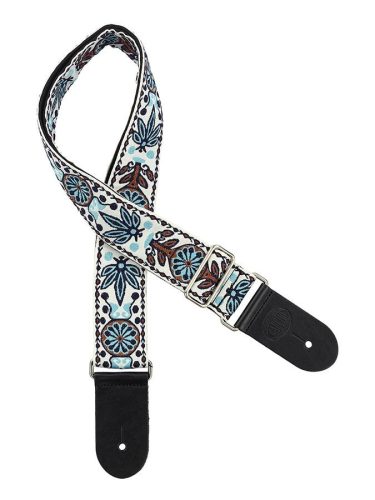 GST-195-01 Gaucho Traditional Series guitar strap, 2 jacquard weave, leather slips, multi colors