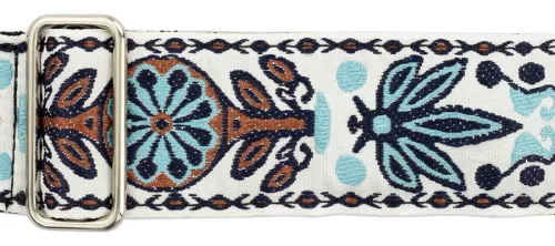 GST-195-01 Gaucho Traditional Series guitar strap, 2 jacquard weave, leather slips, multi colors