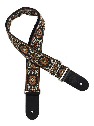 GST-195-02 Gaucho Traditional Series guitar strap, 2 jacquard weave, leather slips, multi colors