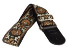 GST-195-02 Gaucho Traditional Series guitar strap, 2 jacquard weave, leather slips, multi colors