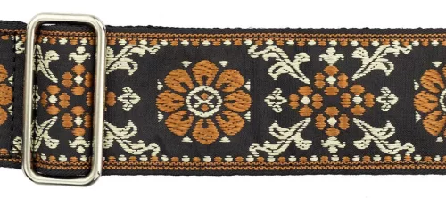 GST-195-02 Gaucho Traditional Series guitar strap, 2 jacquard weave, leather slips, multi colors